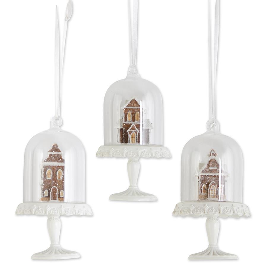 4.5-inch gingerbread house dome ornaments set of 3