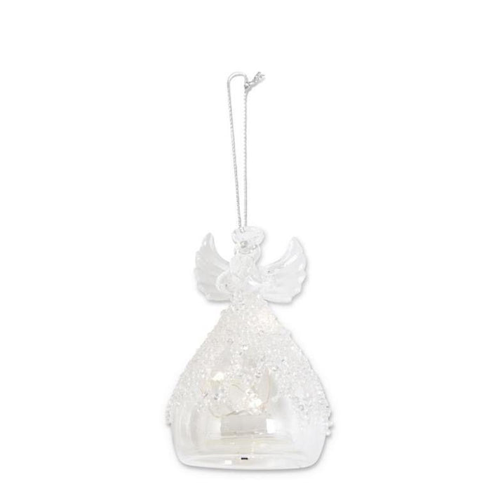 4-inch glass lattice bead LED angel ornament with timer