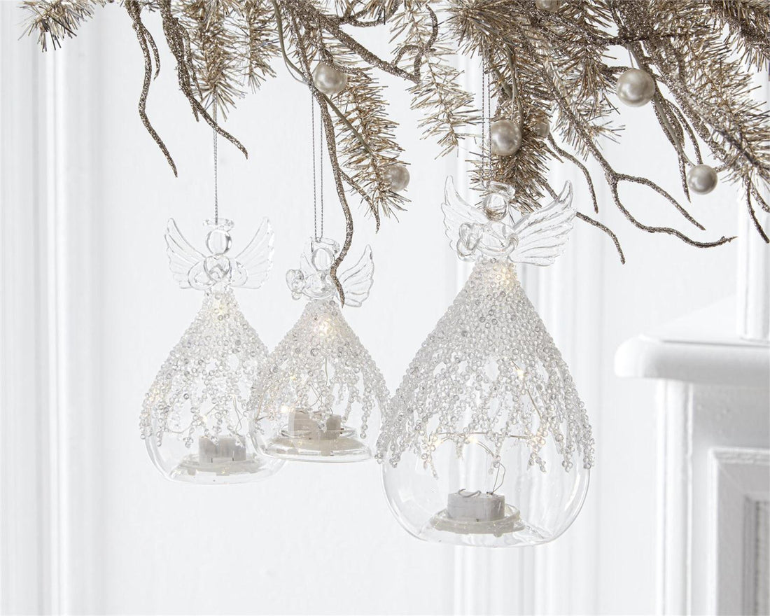 6.25-inch LED glass lattice bead angel ornament alternate view 2