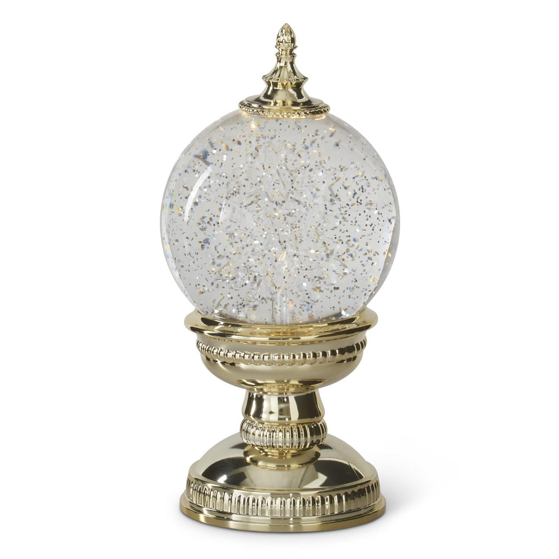 9.75-inch gold snowflake water globe with timer