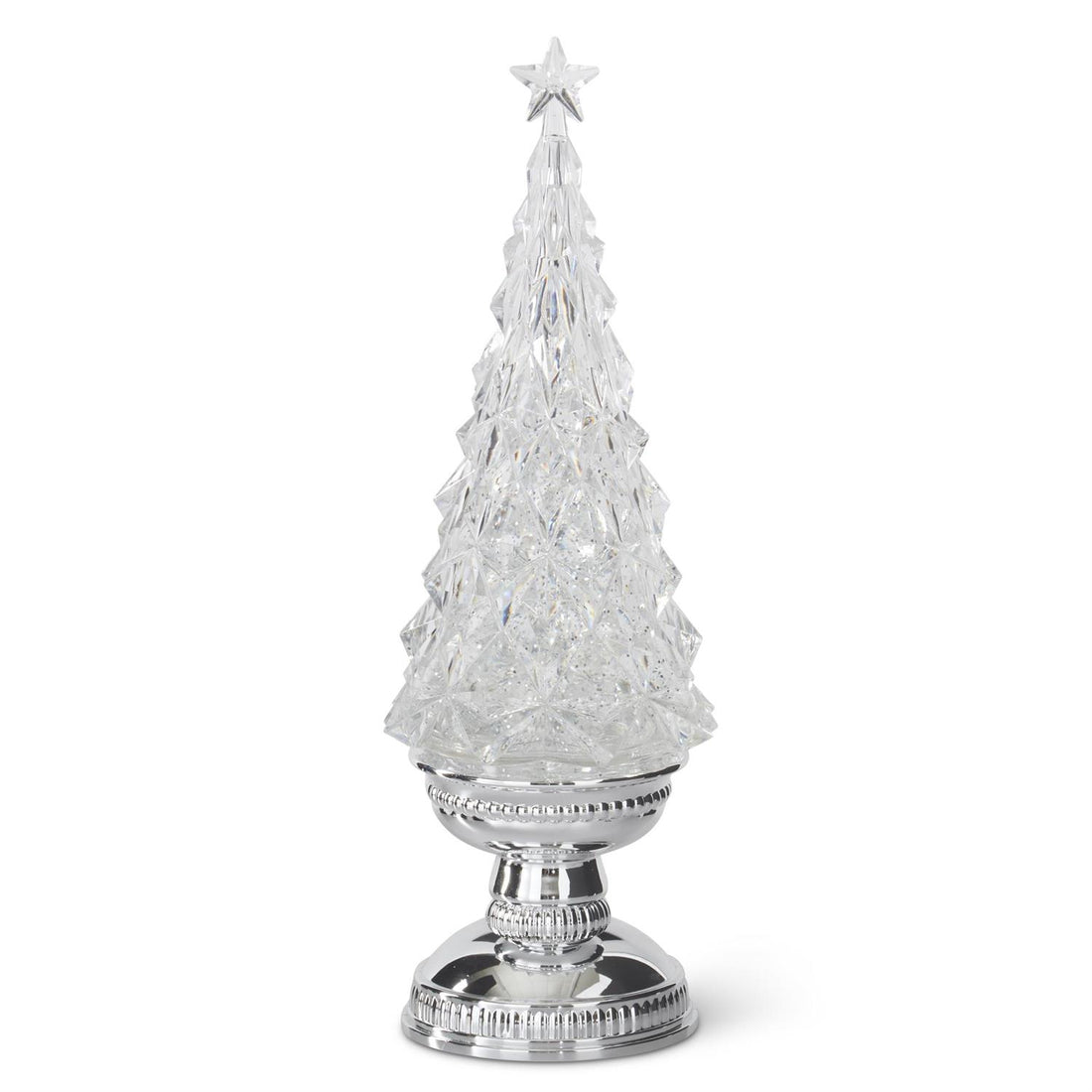 13.75-inch silver water-spinning LED Christmas tree