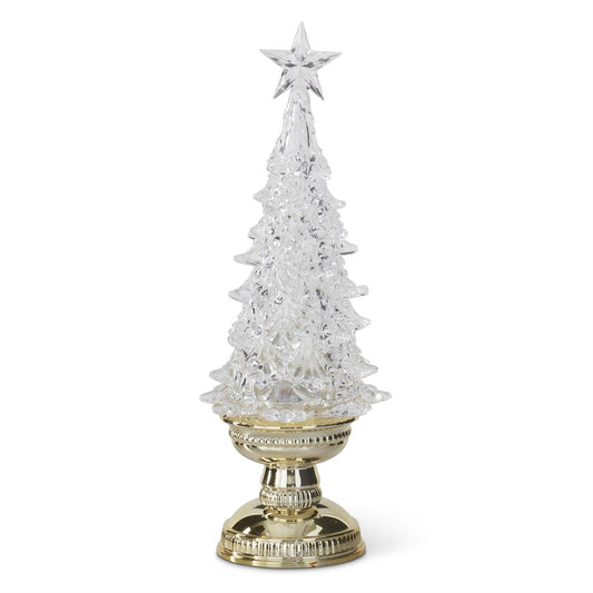 13.75" Gold Water Spinning Christmas Tree with Timer and LED Lights – Radiant Christmas Decoration