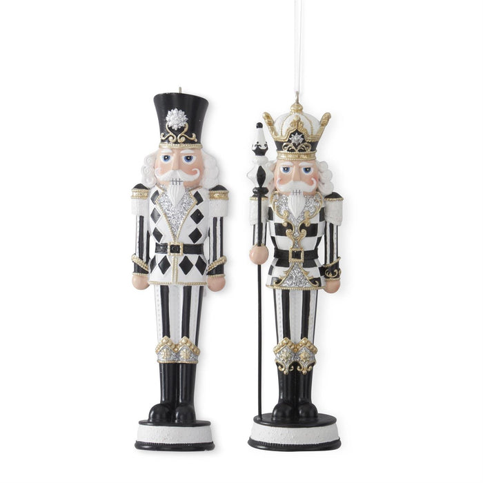 6-inch black and white harlequin nutcracker Christmas ornaments set of two styles