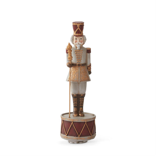 10.75" Spinning Nutcracker with Gold Staff – Musical Christmas Music Box Figurine