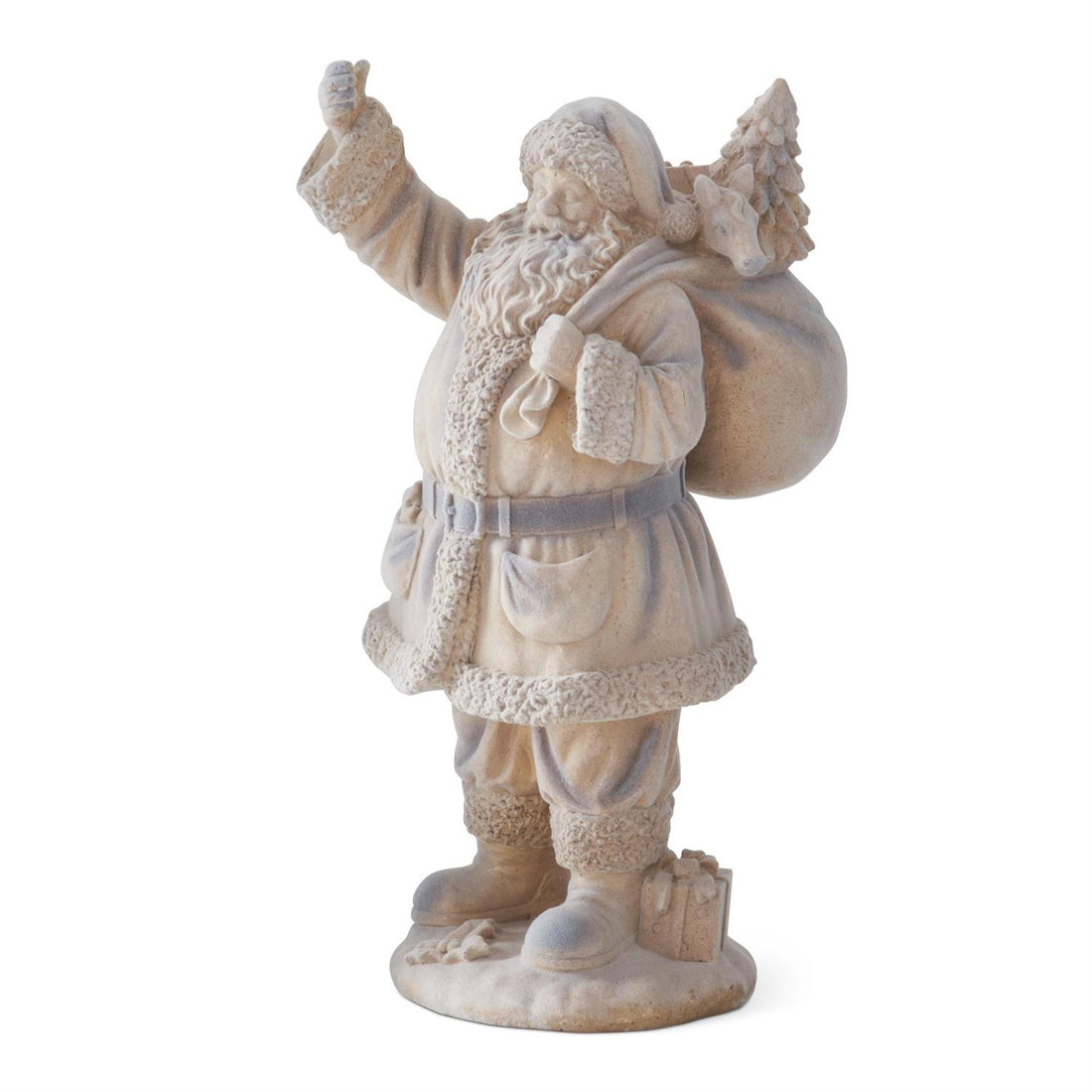 Gold flocked Santa tabletop Christmas figurine alternate view