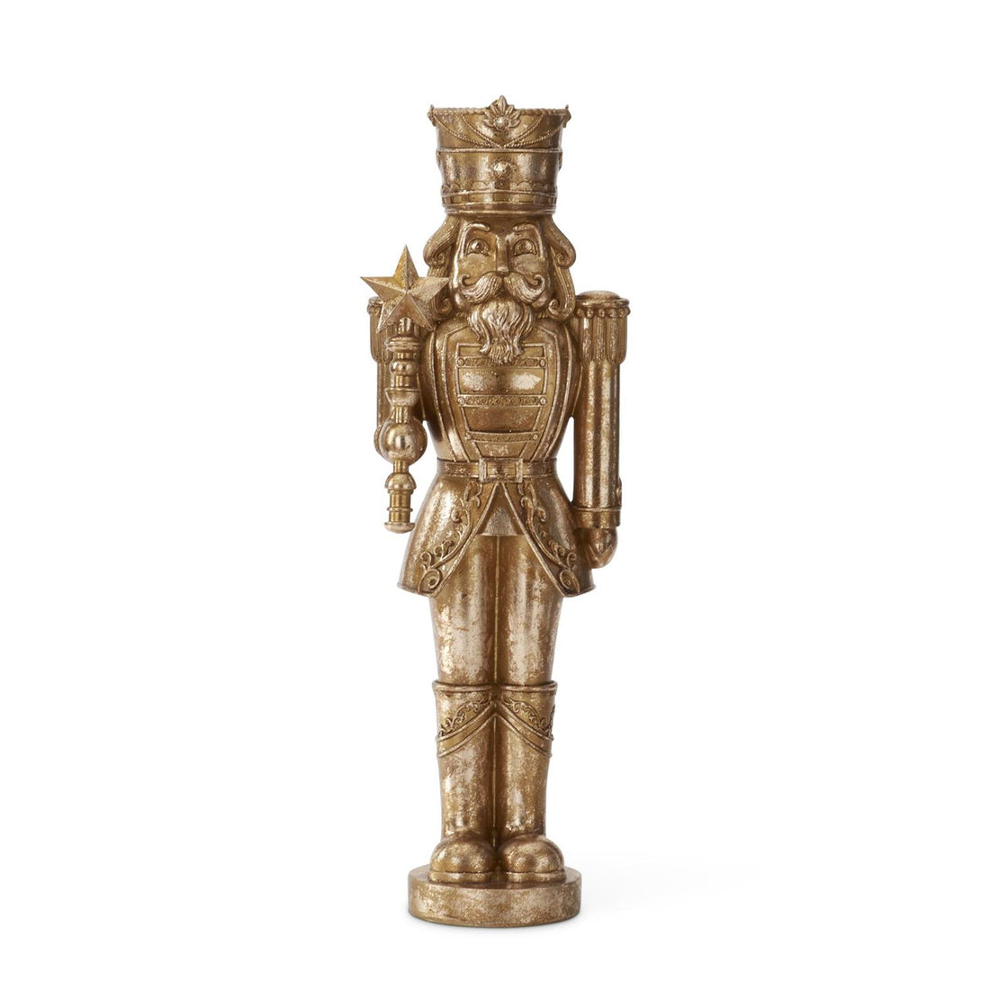15.5-inch gold Christmas nutcracker holding a star scepter