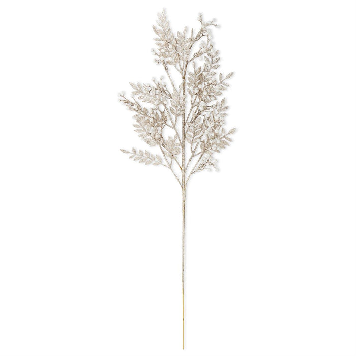 32-inch gold leaf and pearl glitter Christmas stem pick