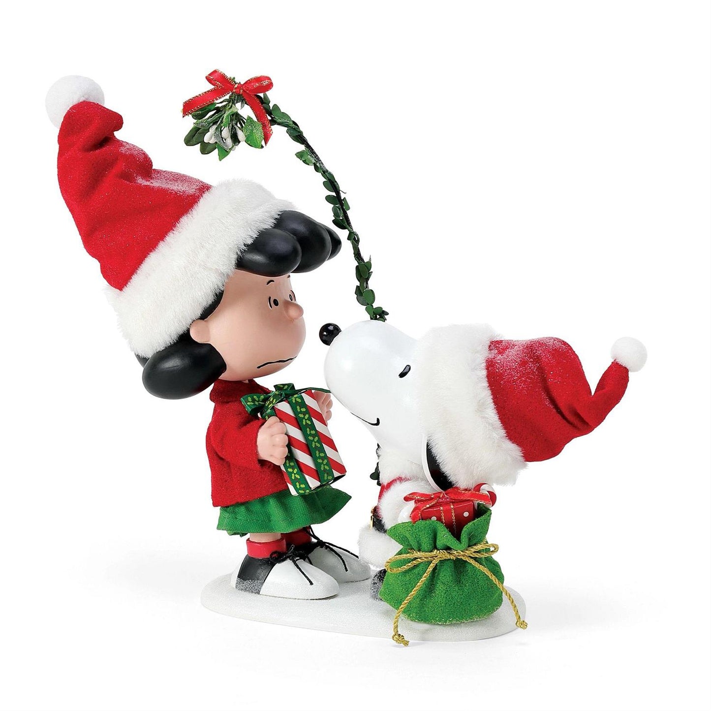 10" Snoopy and Lucy Under the Mistletoe Christmas Figurine - Peanuts Collectible