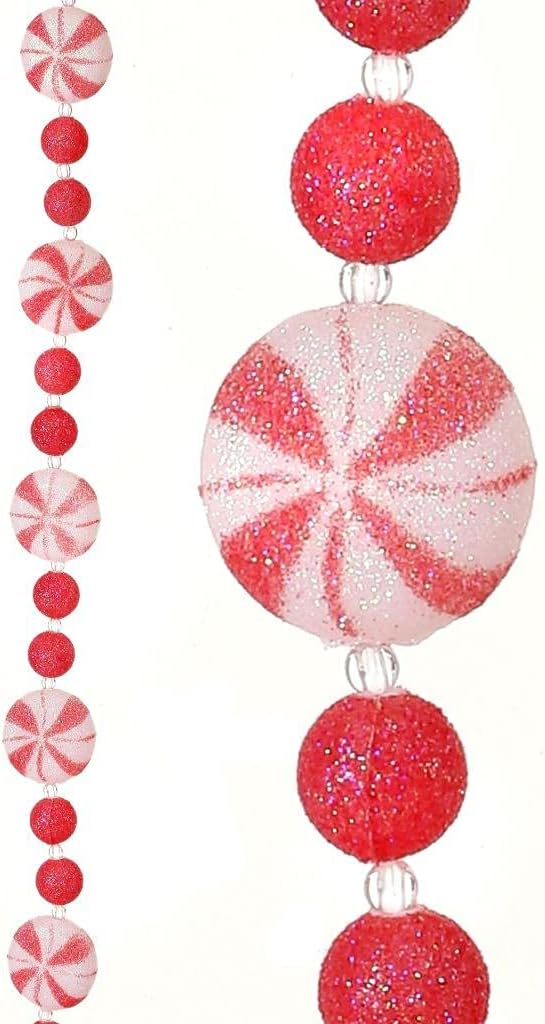 72" Frosted Starburst Peppermint Candy Christmas Garland – alternate product image 2