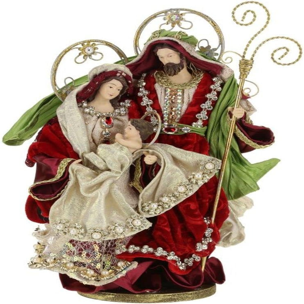 Holy Family Decor Red, 11.5 Inches Nativity Decoration