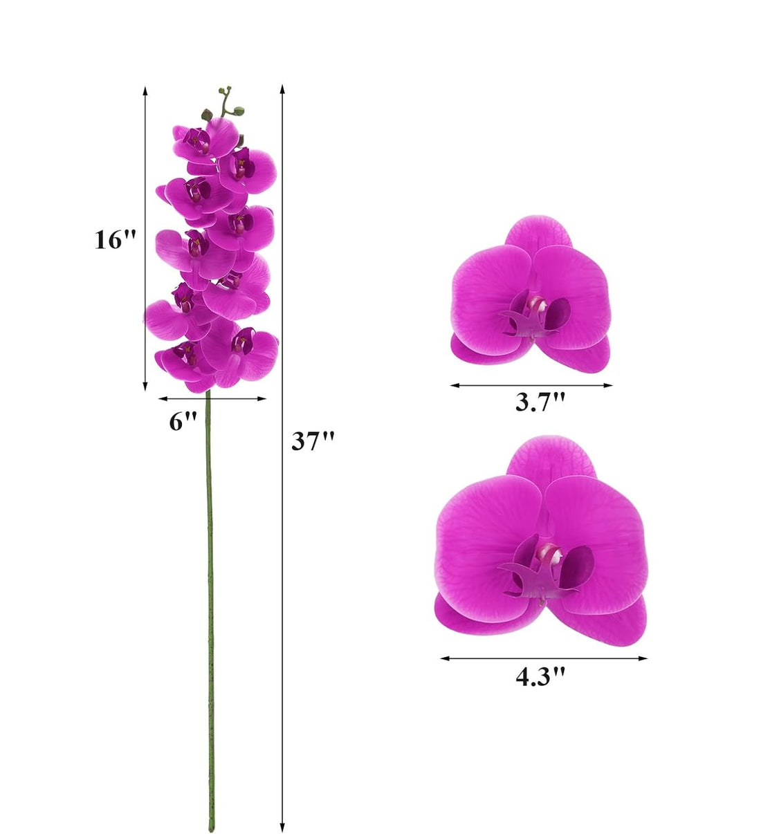 Real Touch purple Phalaenopsis orchid stems – alternate view