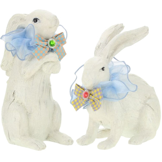 Jeweled Rustic Bunny, Assortment of 2 - 9 -10 Inches