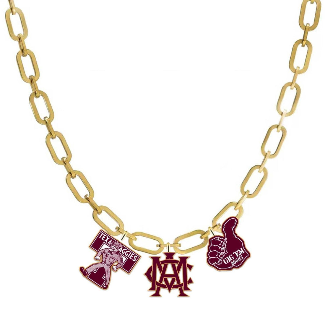 Texas A&M gold vintage logo charm necklace