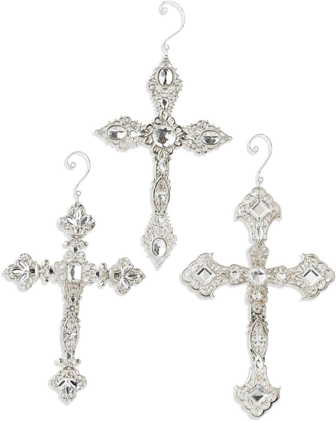 10-inch two-sided cross Christmas ornament with rhinestones
