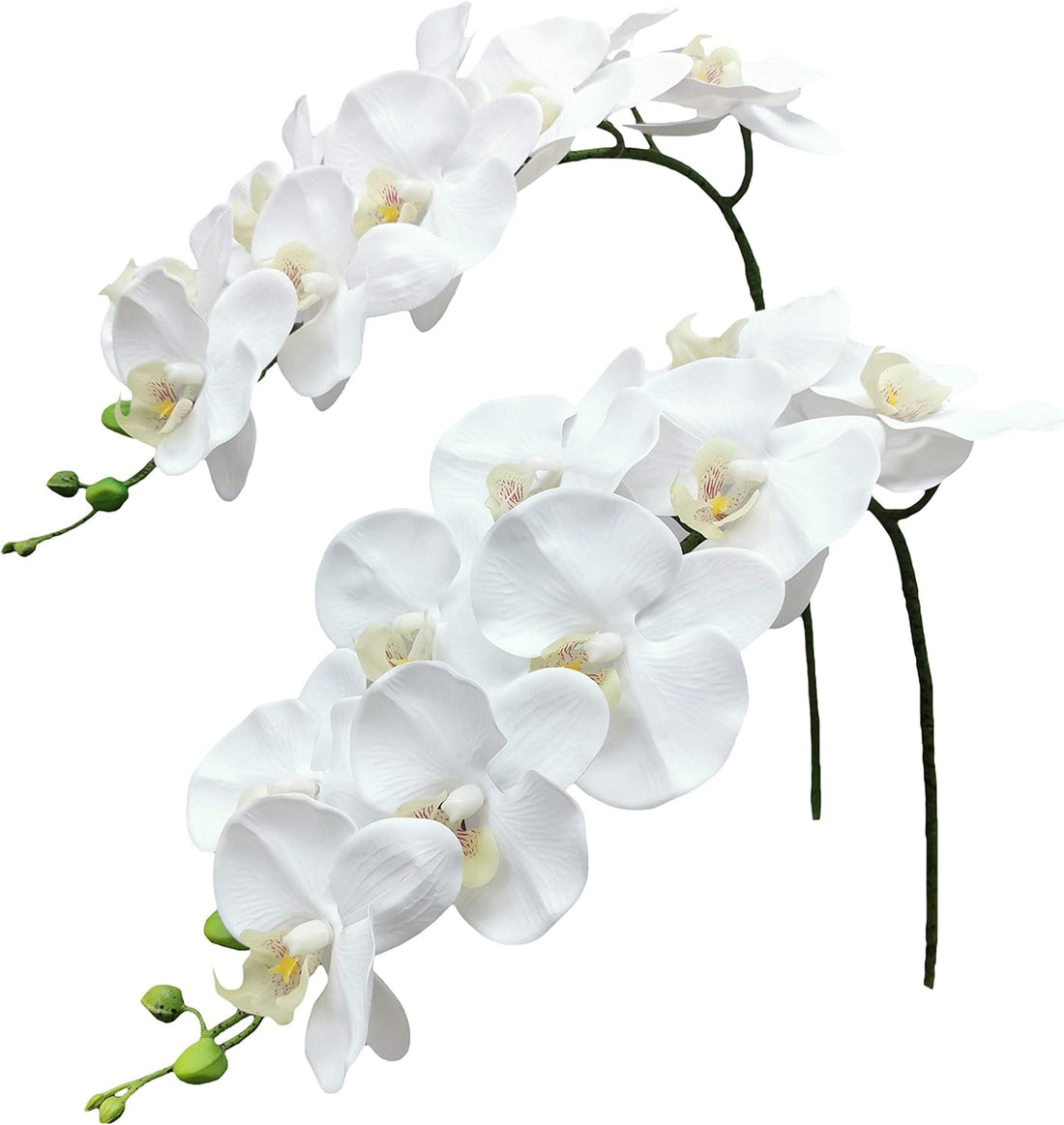 38-inch Real Touch white Phalaenopsis orchid stems – set of 2