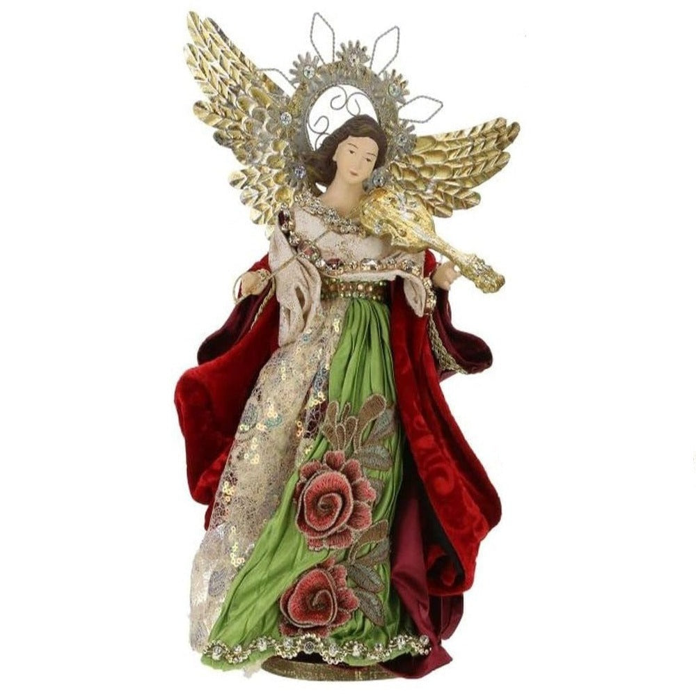 12.5" Elegant Angels with Musical Instruments – Set of 2 Christmas Figurines