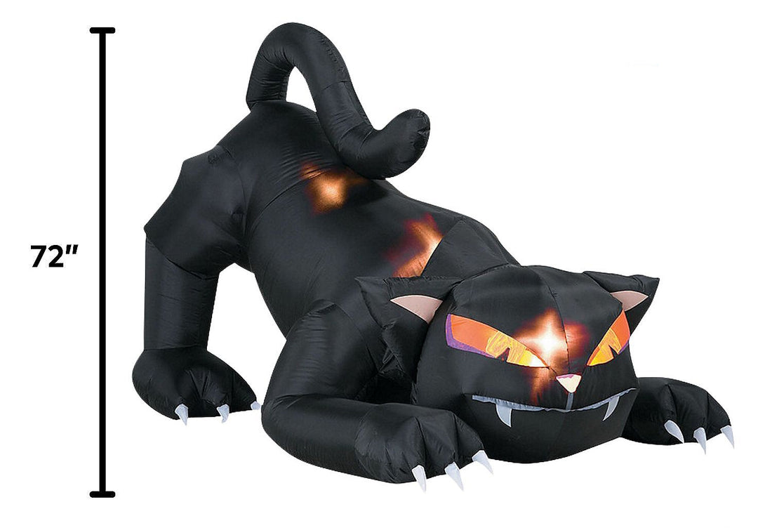 72-inch animated black cat Halloween inflatable with turning head