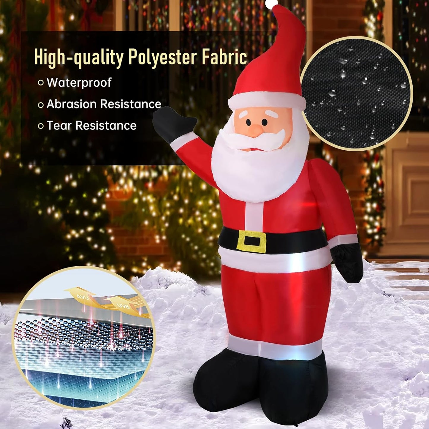 6FT Inflatables Santa Claus  with Built-in LED Light