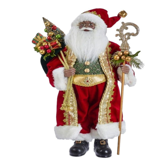 18" Kringles African American Santa: Elegant Christmas Decoration for a Diverse Celebration