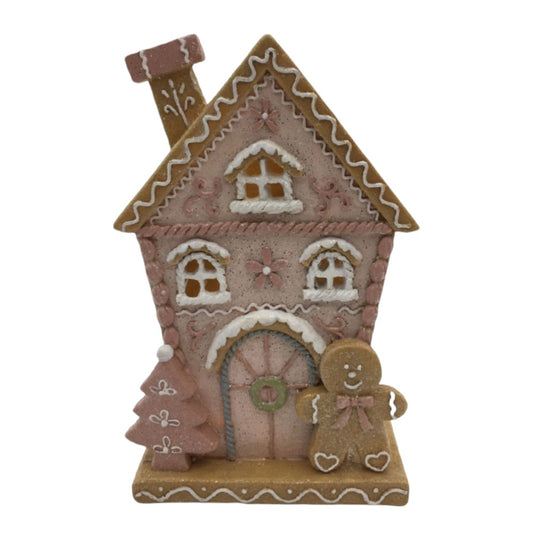 8.5" Light-Up Pastel Christmas Gingerbread House – Whimsical Holiday Decor