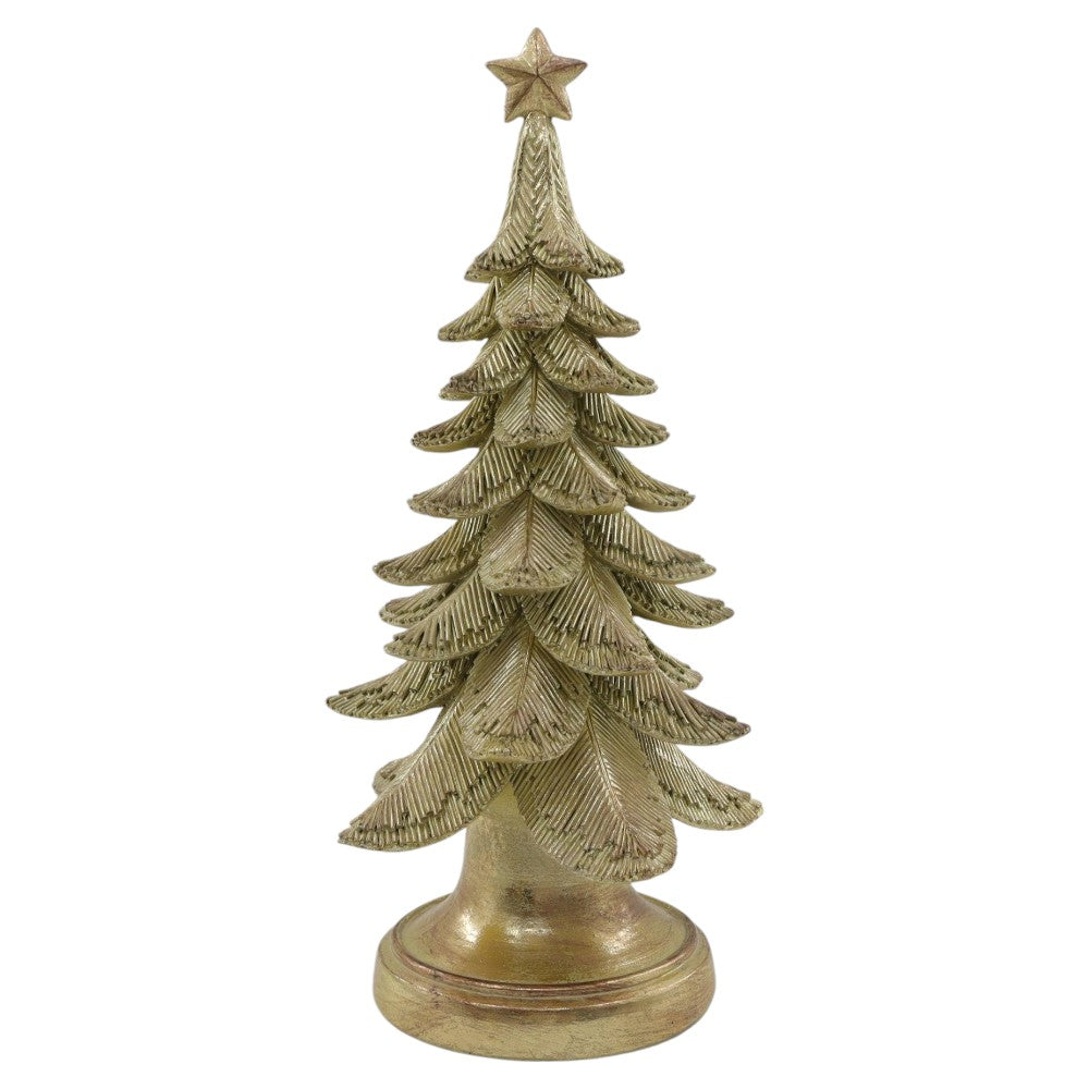 10.6" Gold Resin Christmas Tree – Elegant Holiday Decoration