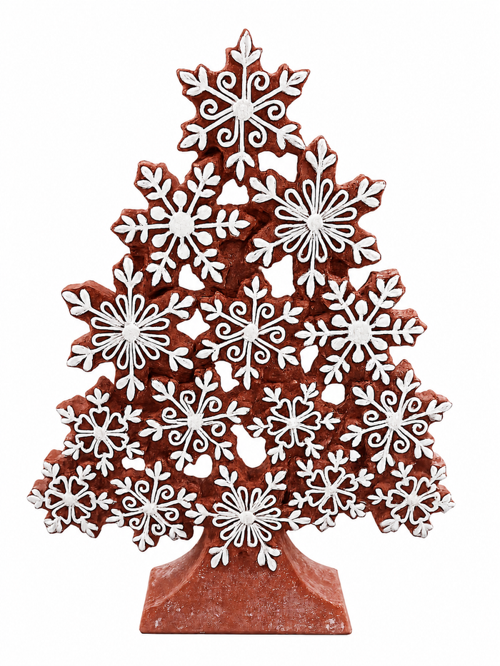 11.85" Gingerbread Snowflake Christmas Tree Decoration - Intricate Festive Holiday Decor