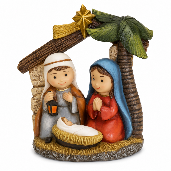 6" Holy Family - Whimsical Manger Scene  Charming Nativity Christmas Decoration