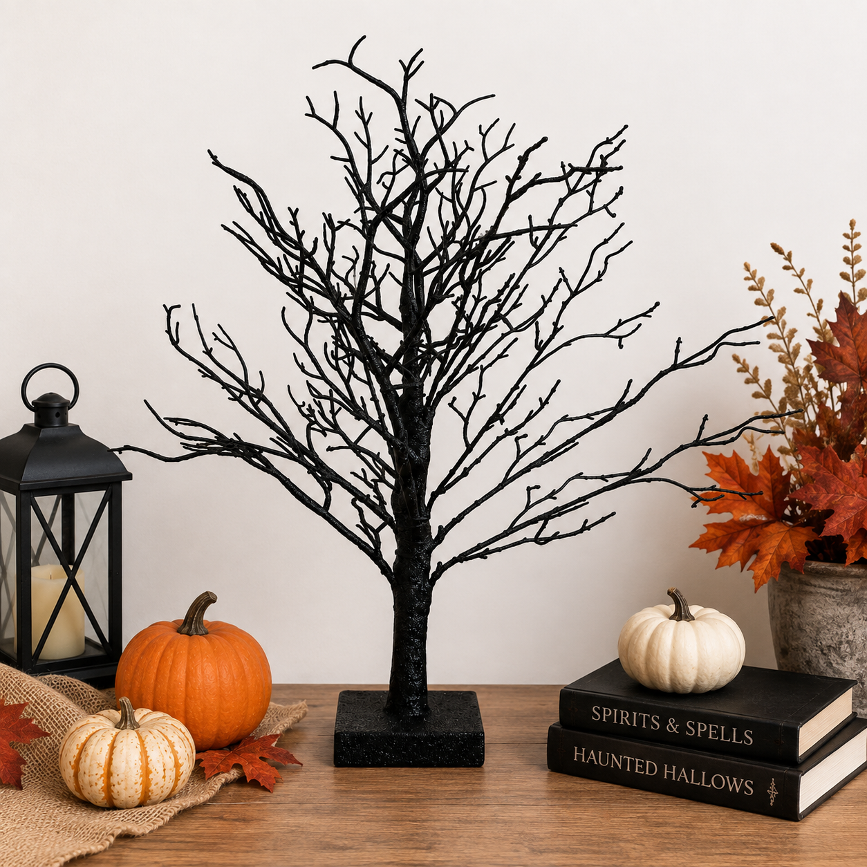 19" Black Spooky Halloween Tabletop Tree Decoration