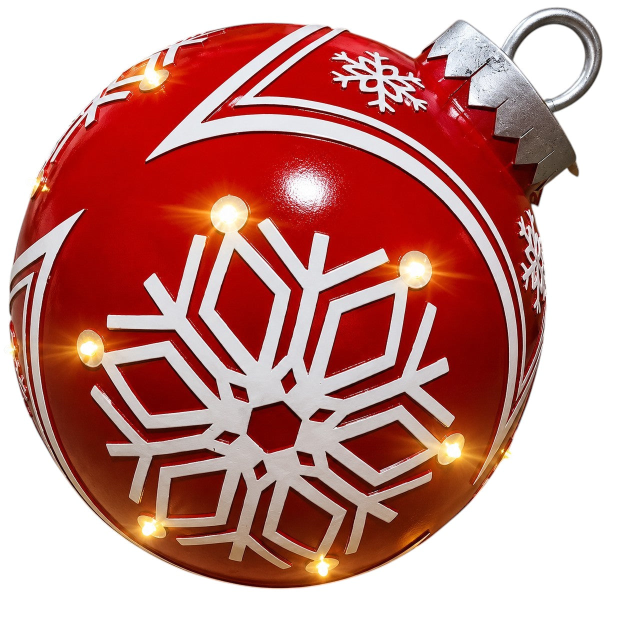31" LED Lighted Red & White Christmas Ornament with Timer for Indoor & Outdoor Décor