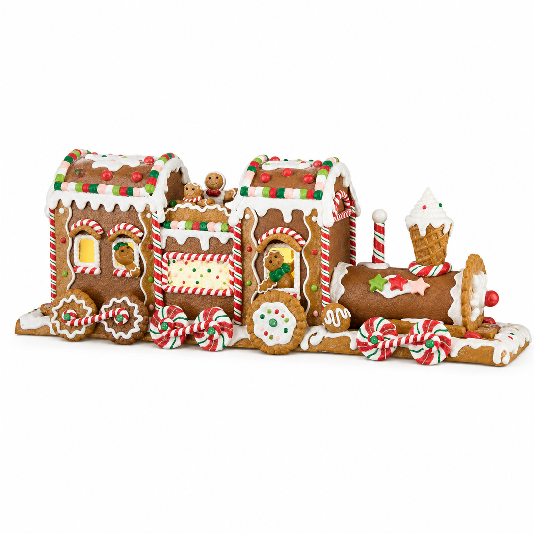 19.5-inch lighted gingerbread train Christmas decoration