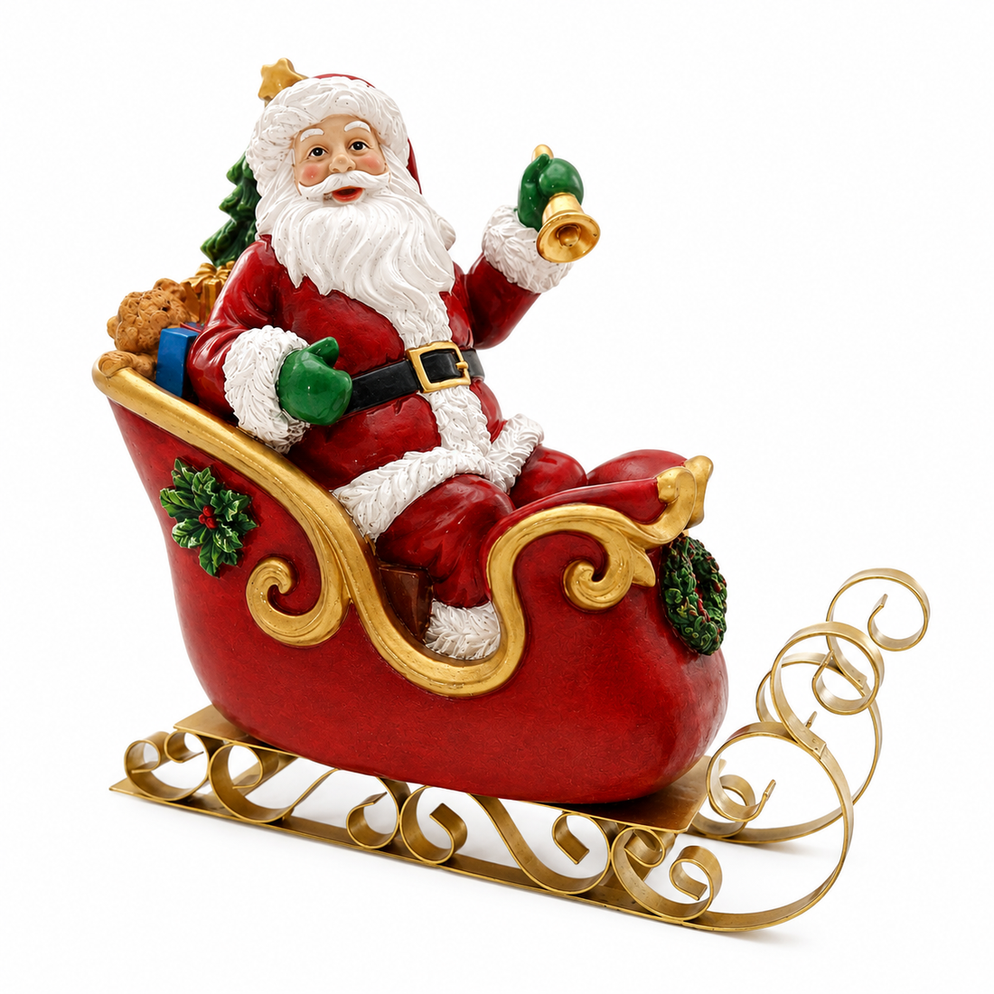 10" Santa in Sleigh Christmas Figurine –Decorative Santa Ornament