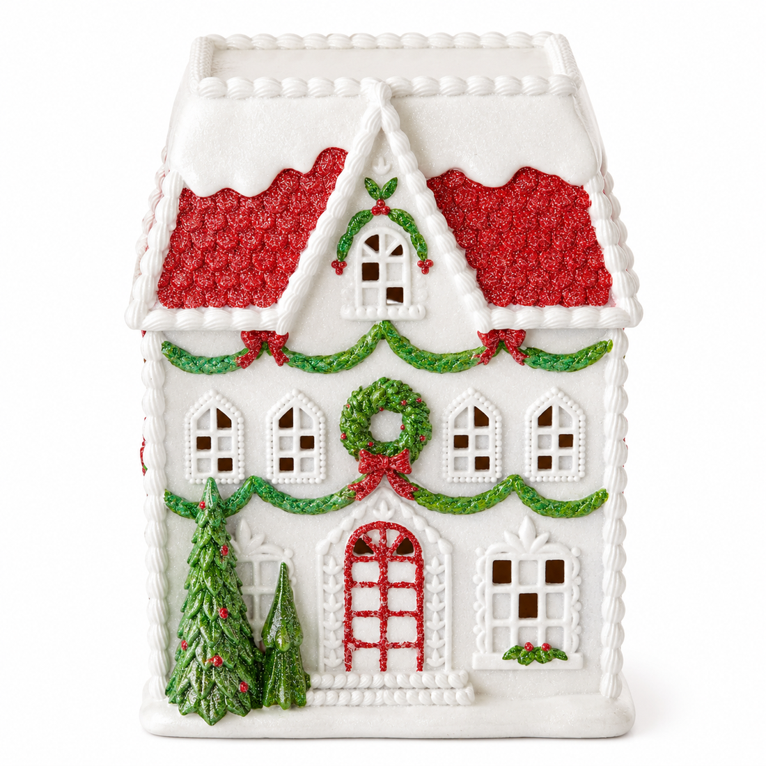 16" Modern Gingerbread House with LED Lights – Festive Holiday Centerpiece