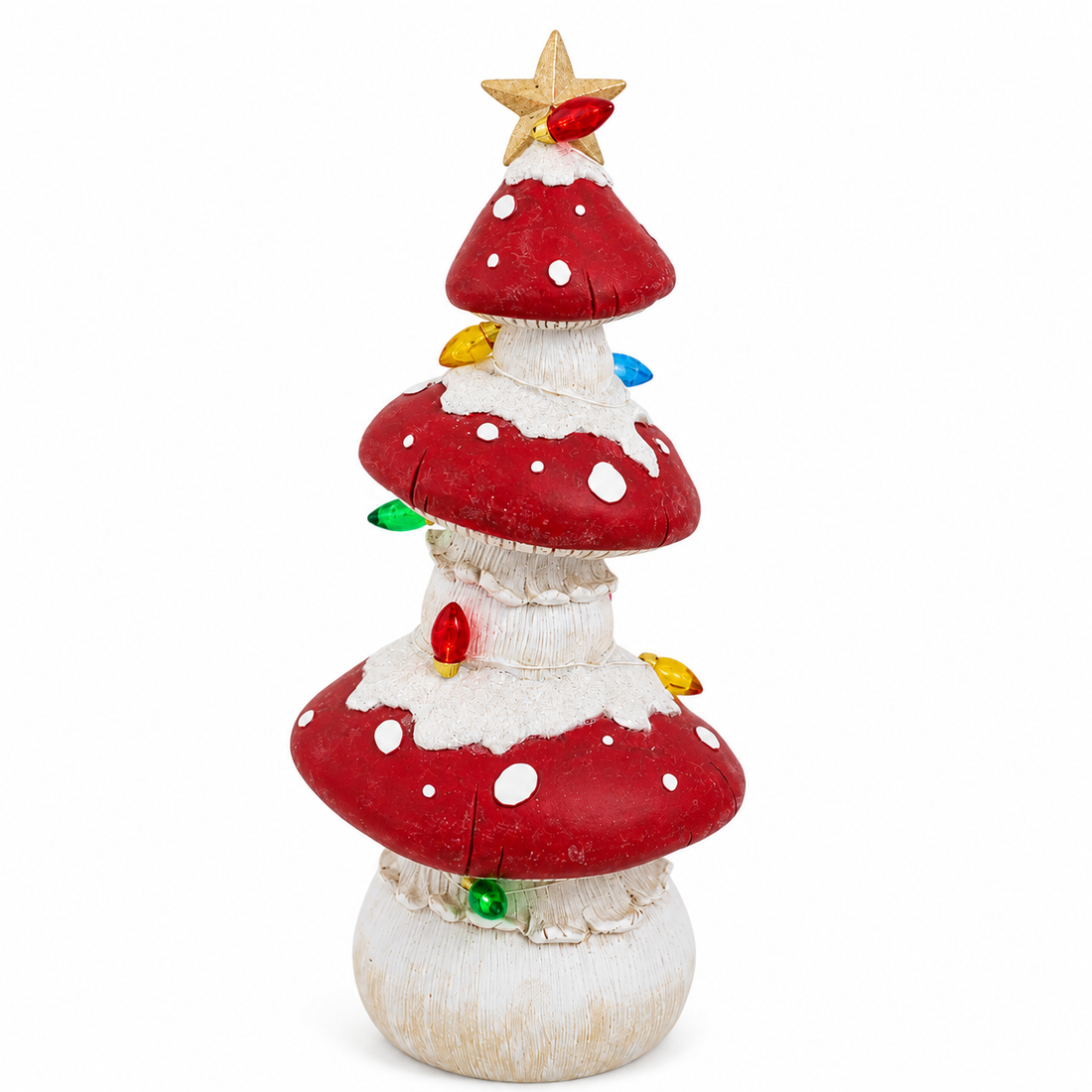 10.4" Mushroom Christmas Tree with LED Lights – Whimsical Holiday Decor