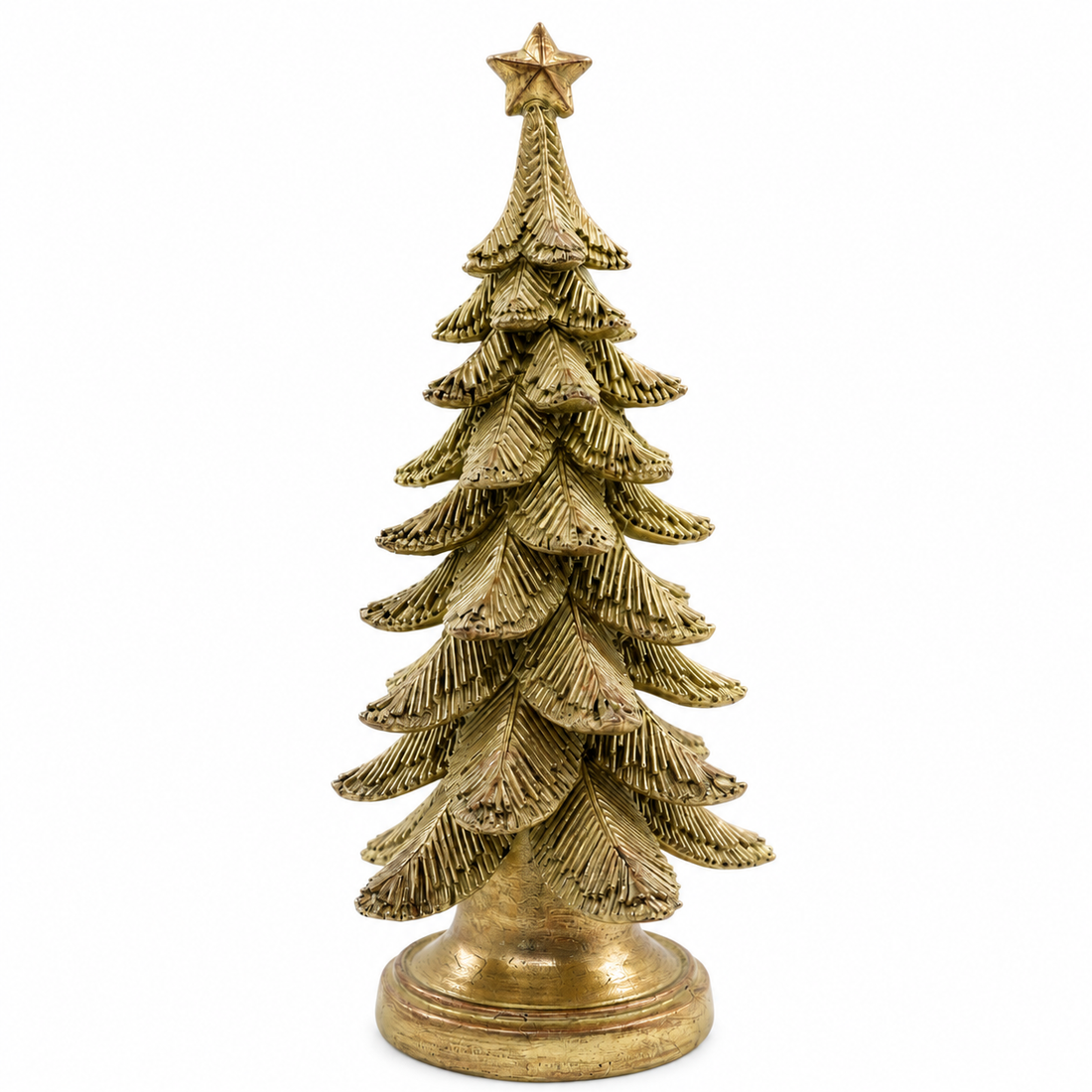 12.9" Gold Resin Christmas Tree – Elegant Holiday Decoration