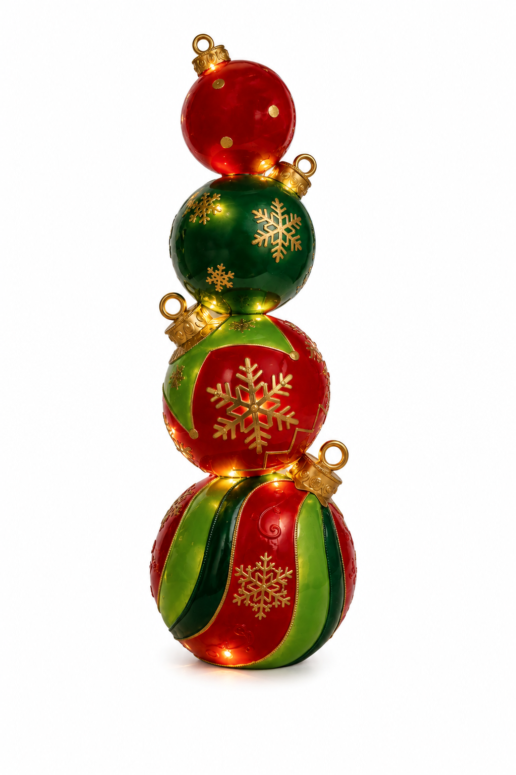 35.45" Stacked Oversized Christmas Ornaments – Red and Green Holiday Decor