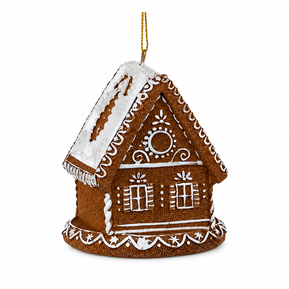 3.15” LED Frosted Gingerbread House Hanging Ornament - Festive Christmas Décor