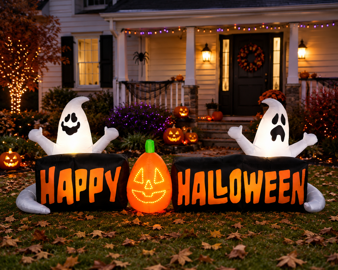107" Lightshow Happy Halloween Inflatable w/Ghosts