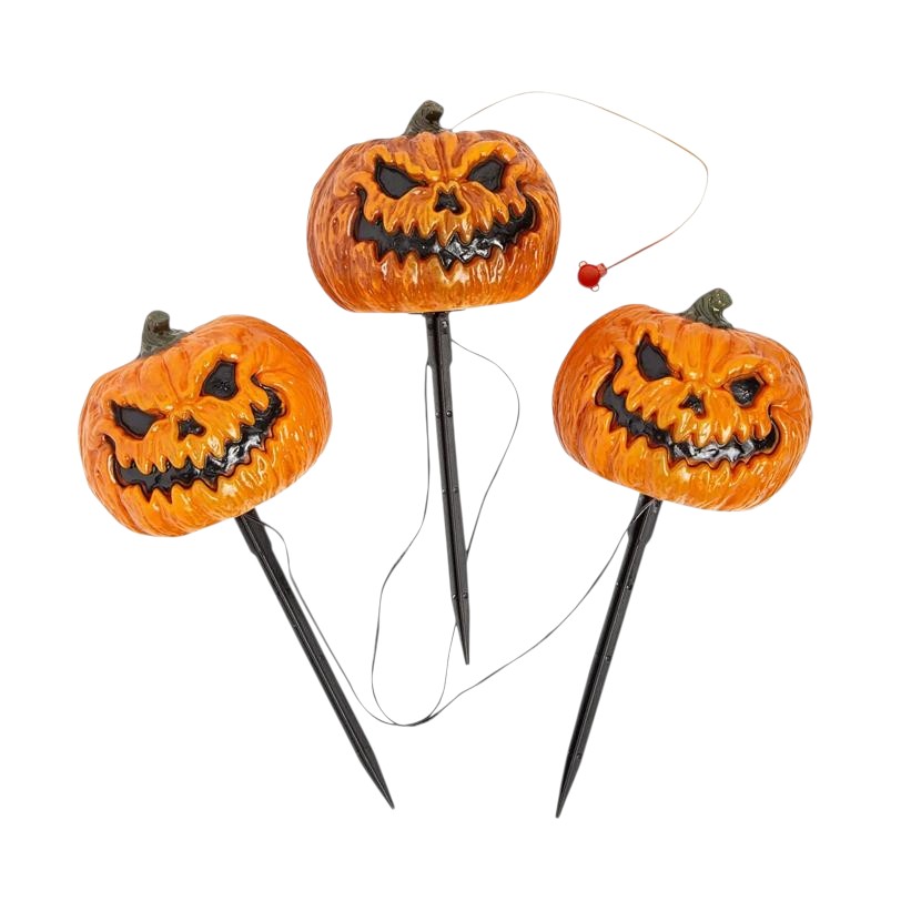 light-up pumpkin Halloween yard stakes for pathway decorating