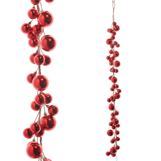 48" Red Shiny Ball Christmas Garland – Ornament Garland for Holiday Decorating