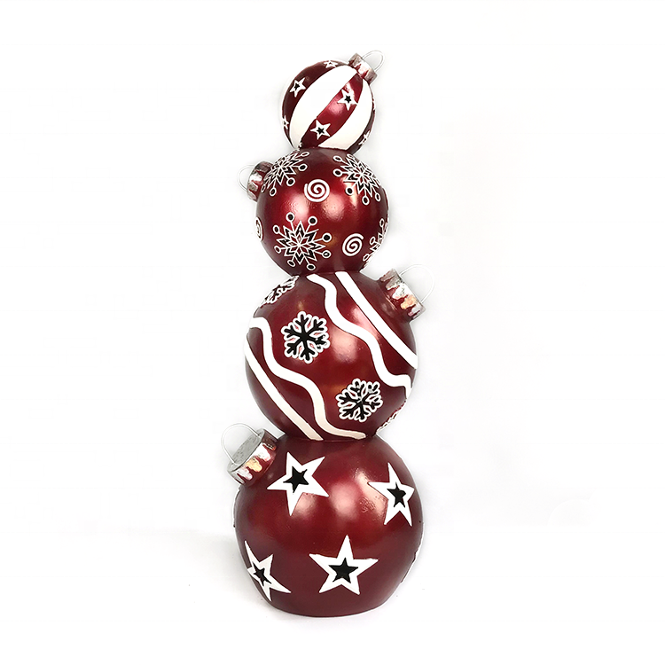 34.6-inch LED stacked red Christmas ornament decoration