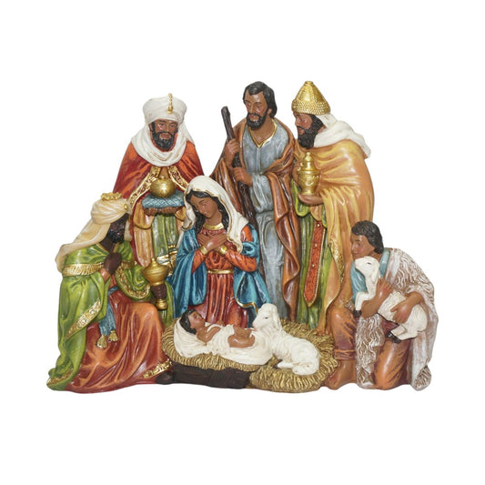 8" African American Holy Family Nativity Scene with Wise Men – Inclusive Christmas Decor