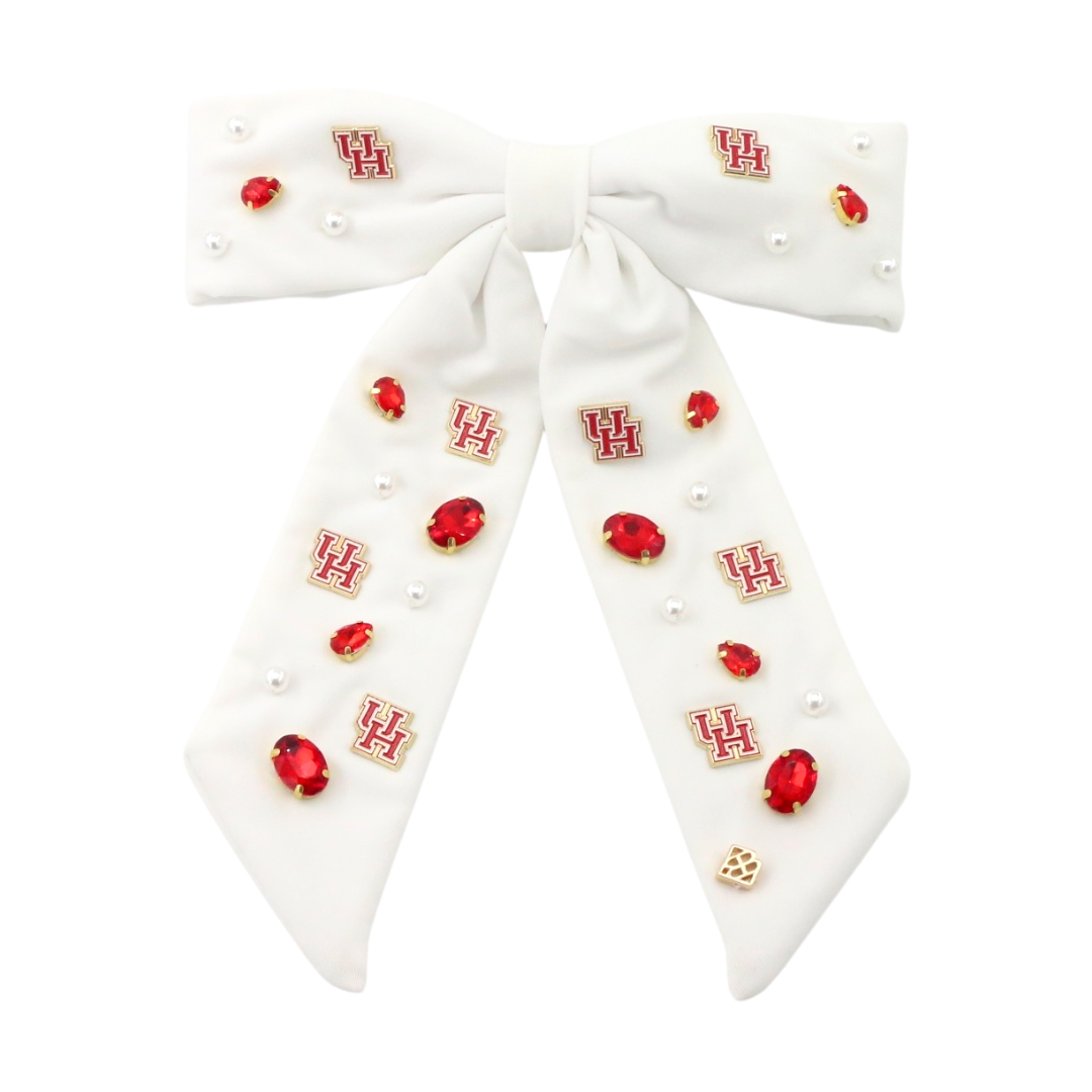 University of Houston beaded bow barrette alternate view