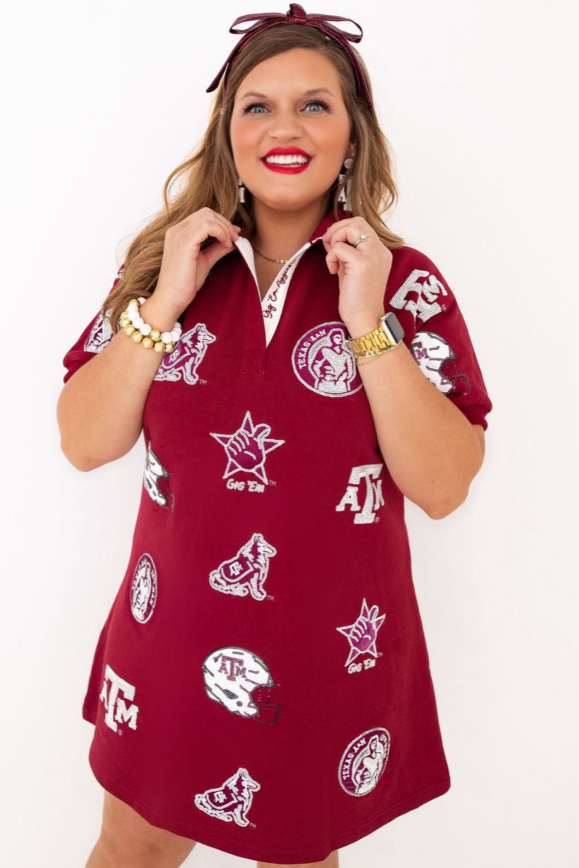 Texas A&M maroon and white logo patch gameday dress