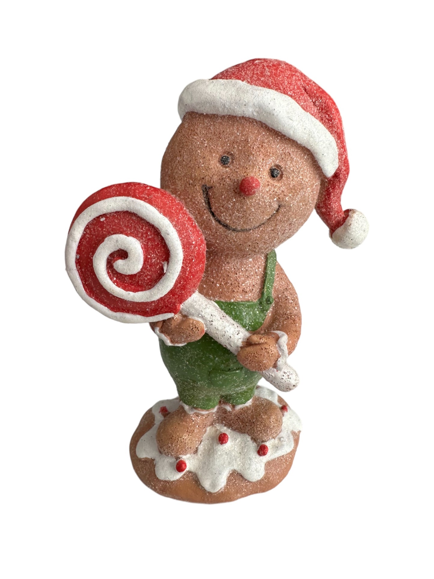 5.5" Gingerbread Man Holding Lollipop – Adorable Christmas Ornament