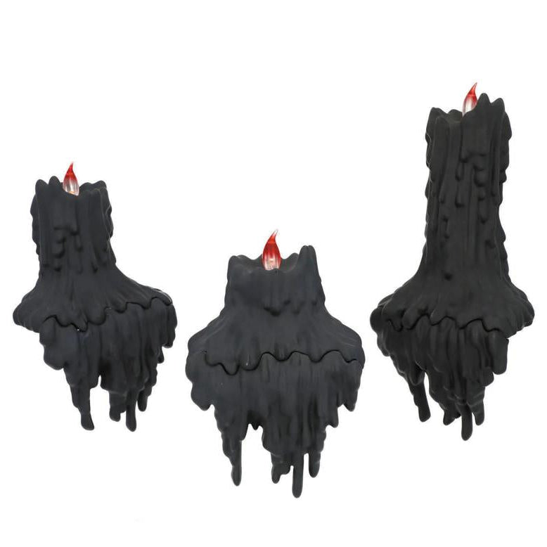 set of three LED melting black Halloween flameless candles