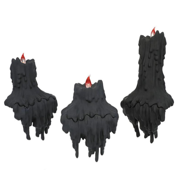 set of three LED melting black Halloween flameless candles