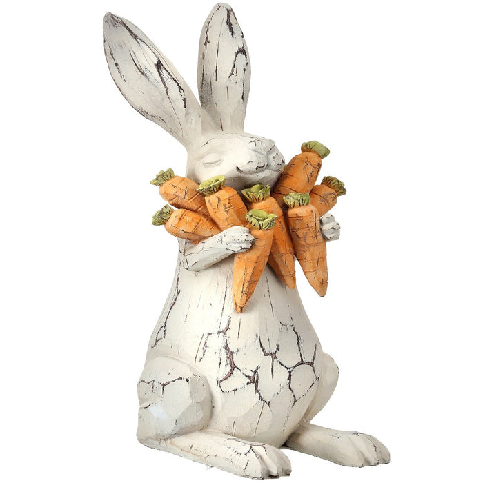 11" Bunny with Carrot Resin Figurine