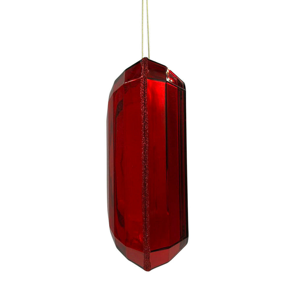8″ Red Rectangle Jewel Glitter Ornament – Sparkling Acrylic Jewel