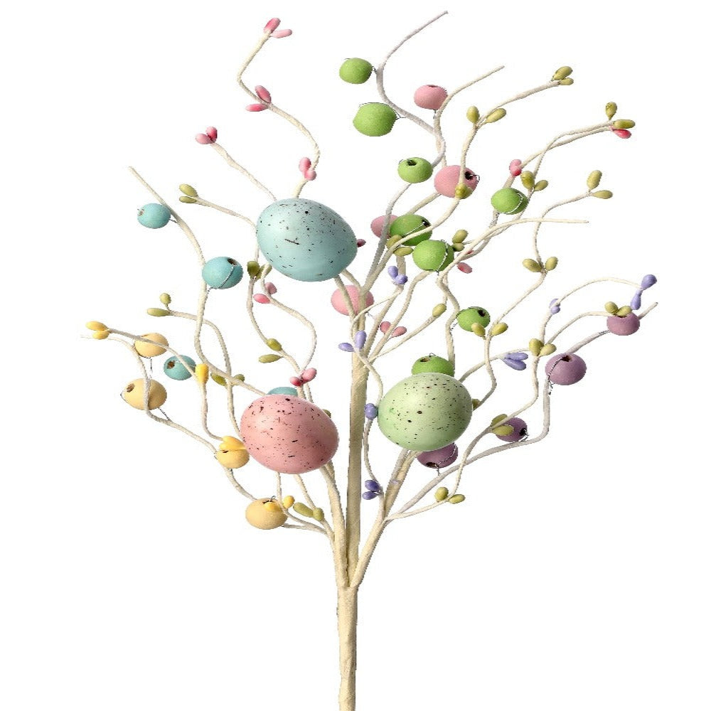 20" Wood Bead & Easter Egg Decorative Pick