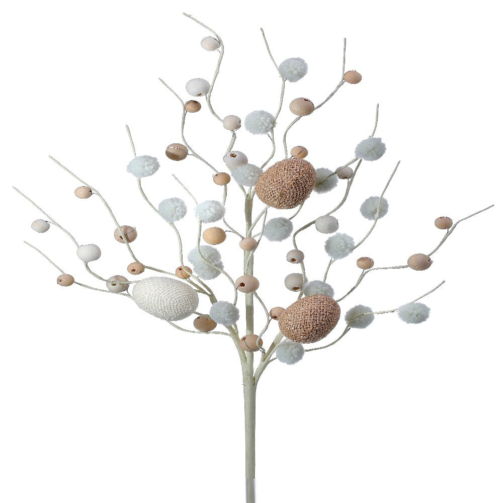 23" Burlap Egg & Wood Bead Easter Spray